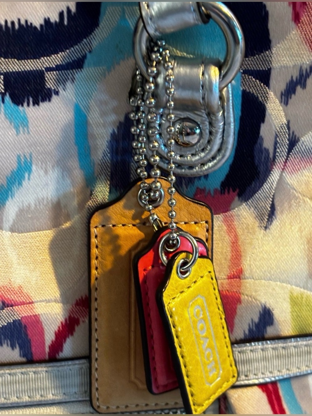 COACH Poppy Ikat Signature C Foldover Tote & Crossbody Bag (Style 19873). - Picture 9 of 10